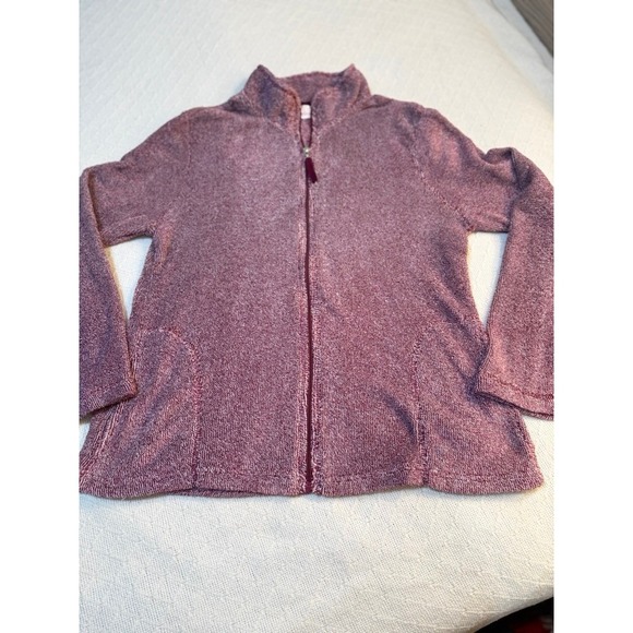 stan herman Jackets & Blazers - Women's Stan Herman Wine Cozy Plush Zip-Up Jacket-Size L